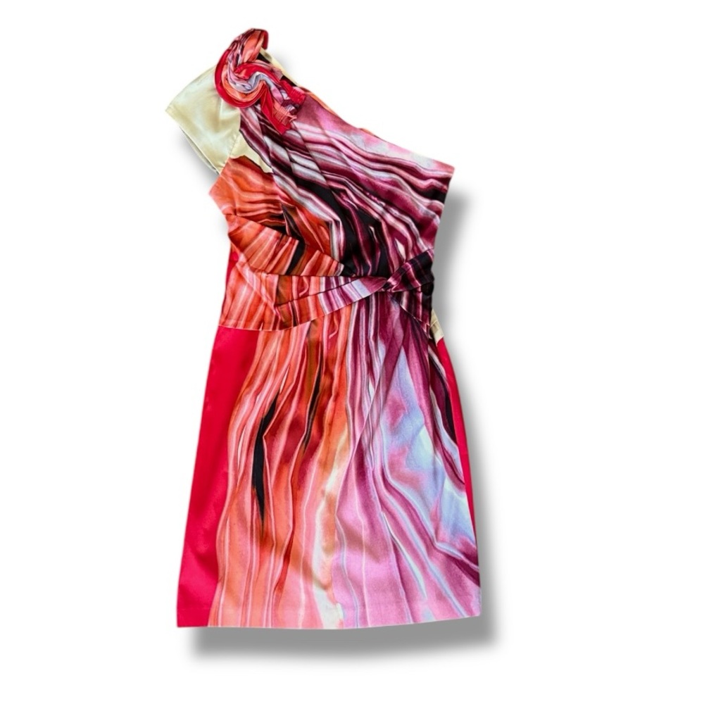 NWT Elie Tahari Keaton One-Shoulder Silk Cocktail Sheath Dress Size 4